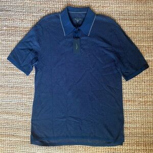 Rag&Bone cotton blend breezy knit navy polo 
SZ Medium